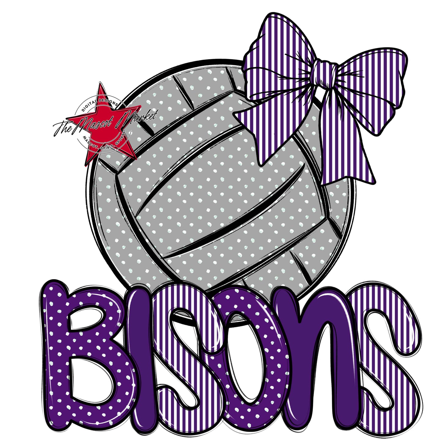 Bisons Volleyball Spirit Design-Purple