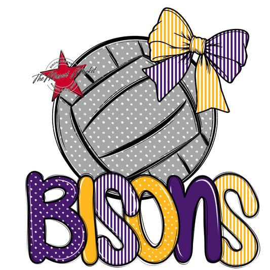 Bisons Volleyball Spirit Design-Purple & Yellow