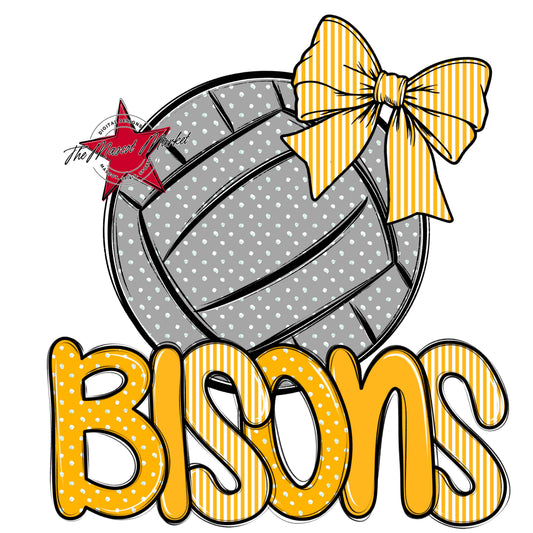 Bisons Volleyball Spirit Design-Yellow