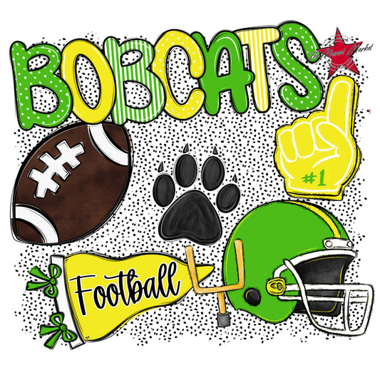 Bobcats Football Spirit-Bright Green & Bright Yellow