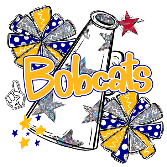 Bobcats Alpha Megaphone Design-Blue-Yellow