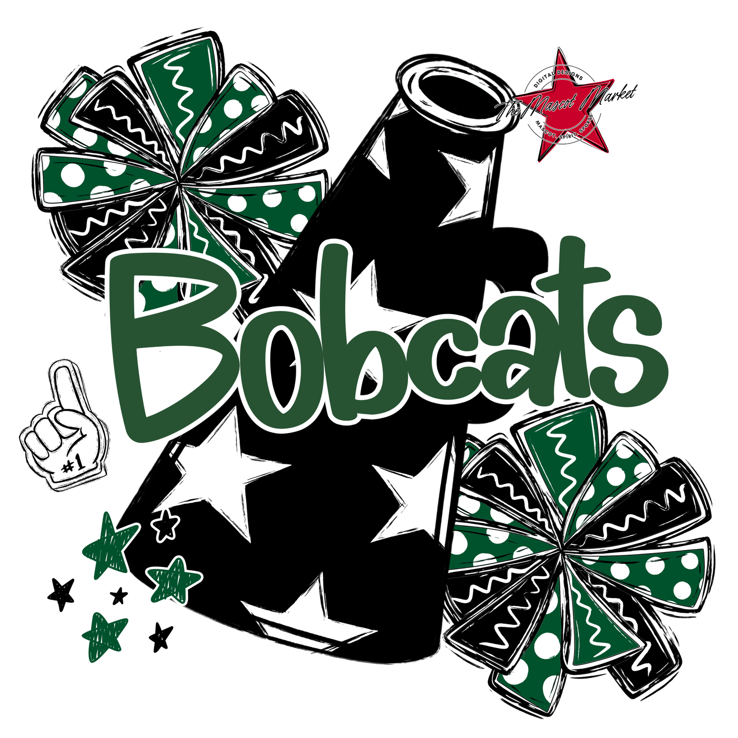 Bobcats Alpha Megaphone Design-Green