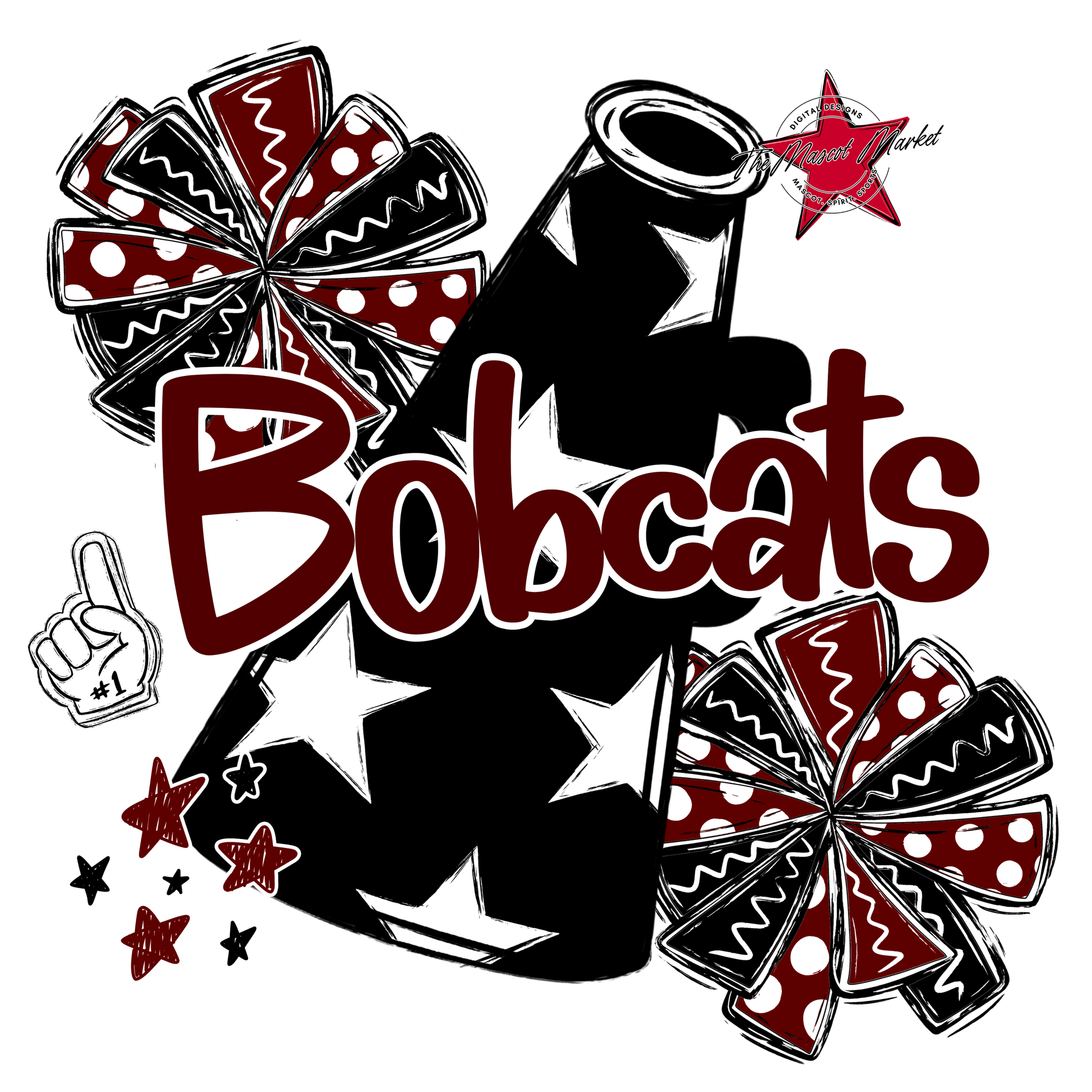 Bobcats Alpha Megaphone Design-Maroon
