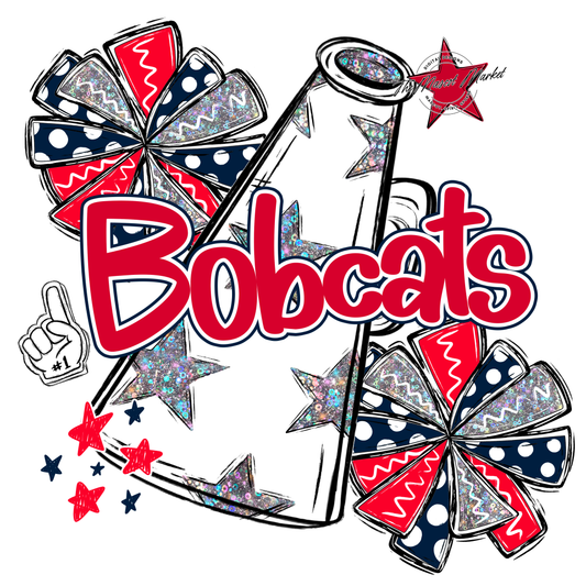 Bobcats Alpha Megaphone Design-Navy-Red