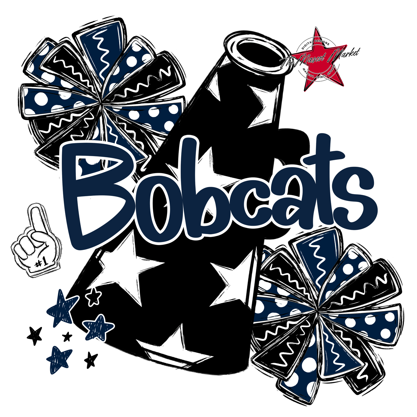 Bobcats Alpha Megaphone Design-Navy