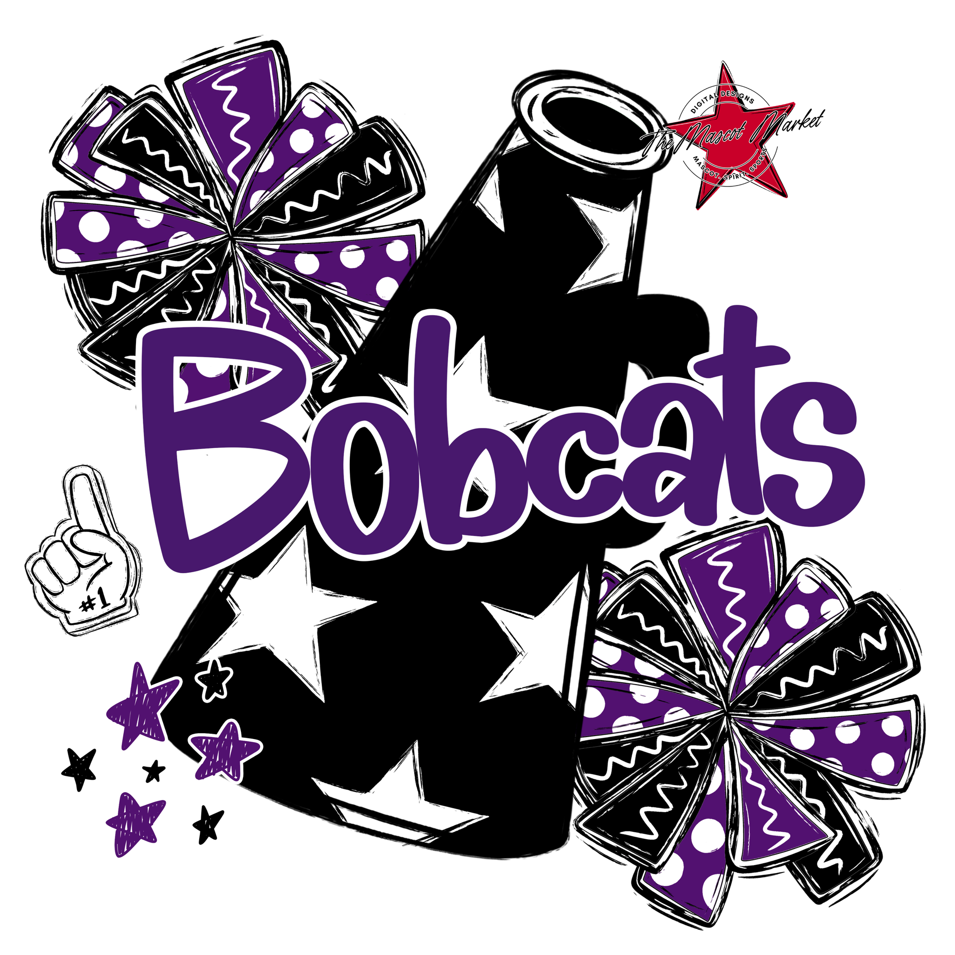 Bobcats Alpha Megaphone Design-Purple