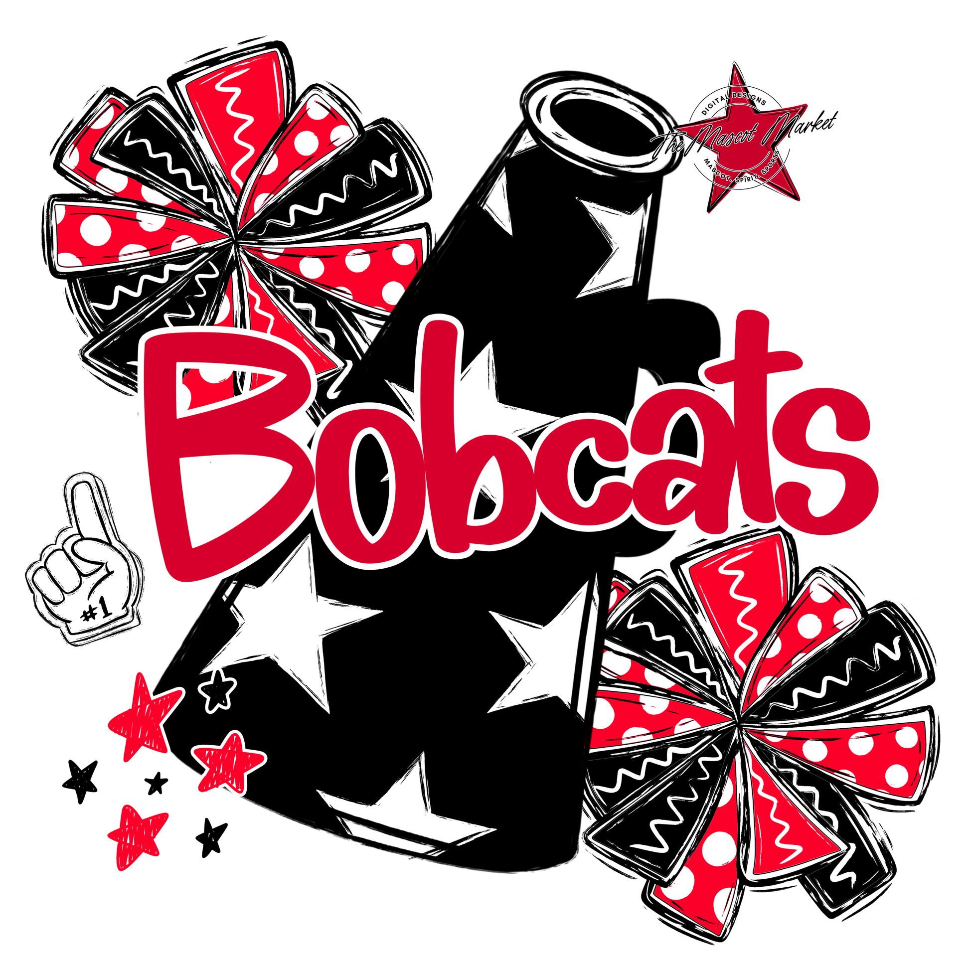 Bobcats Alpha Megaphone Design-Red