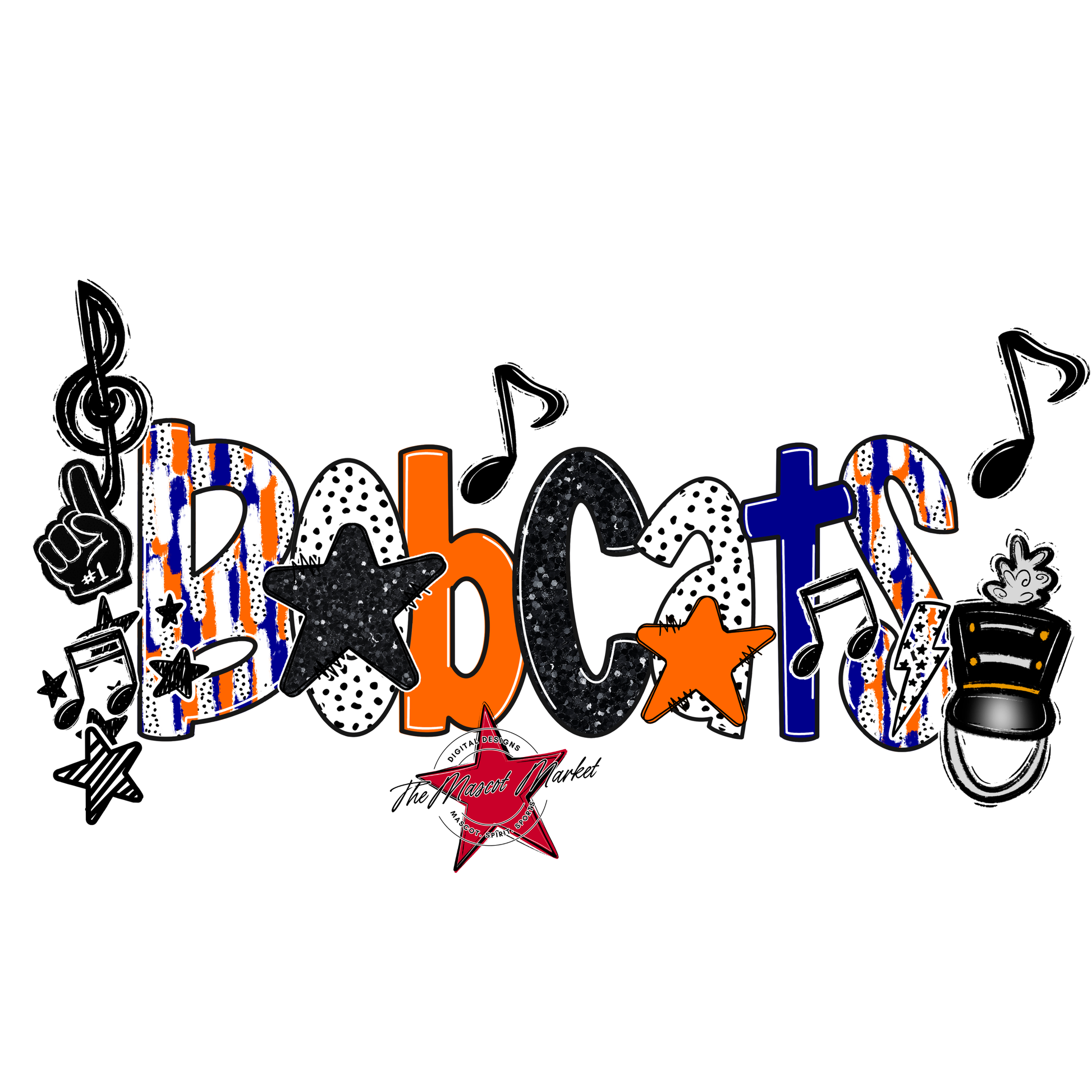 Bobcats Band Scrape-Blue-Orange