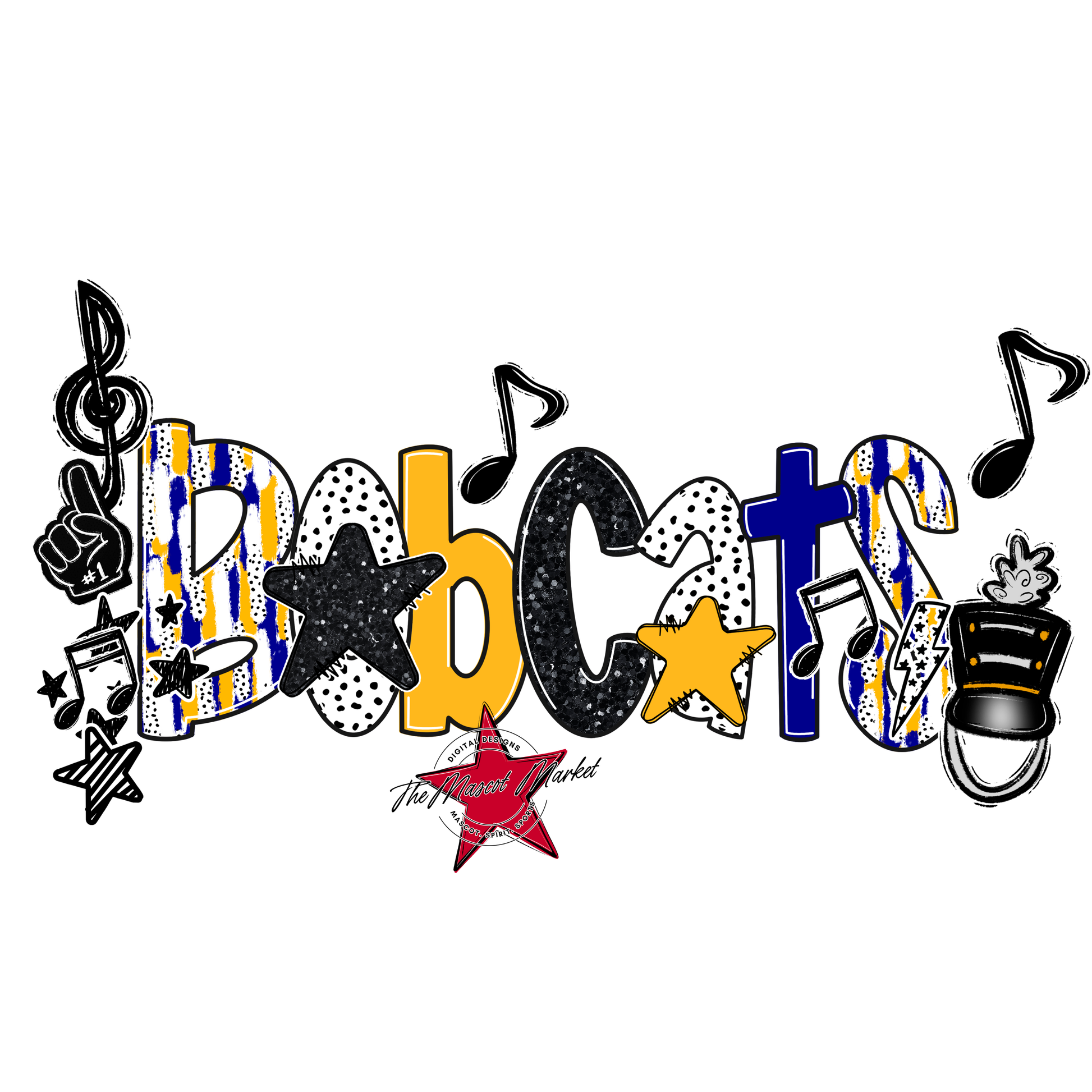 Bobcats Band Scrape-Blue-Yellow