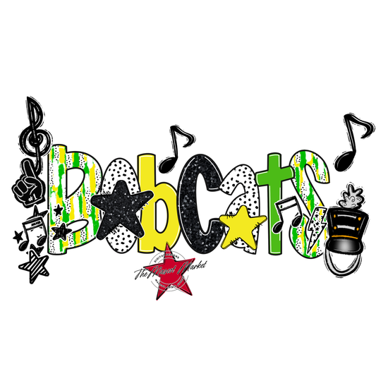 Bobcats Band Scrape-Bright Green-Bright Yellow