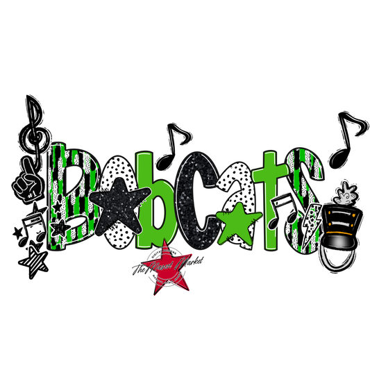 Bobcats Band Scrape-Bright Green