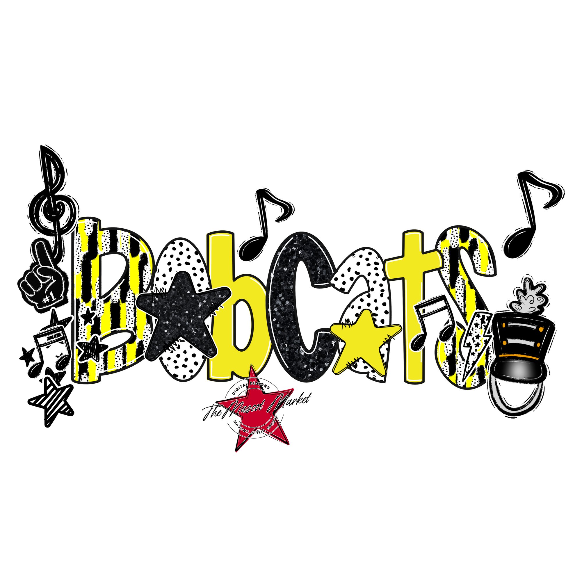 Bobcats Band Scrape-Bright Yellow