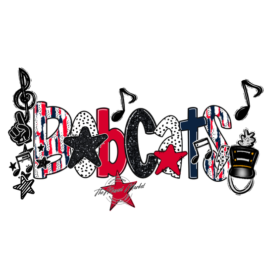 Bobcats Band Scrape-Navy-Red