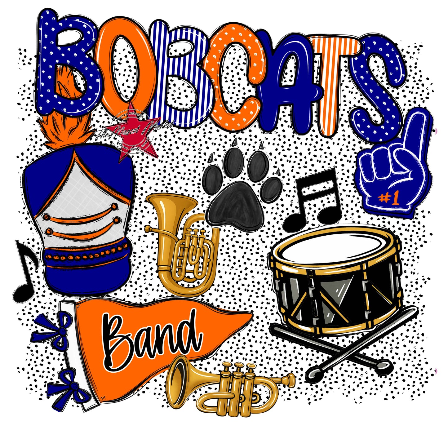 Bobcats Band Spirit-Blue & Orange