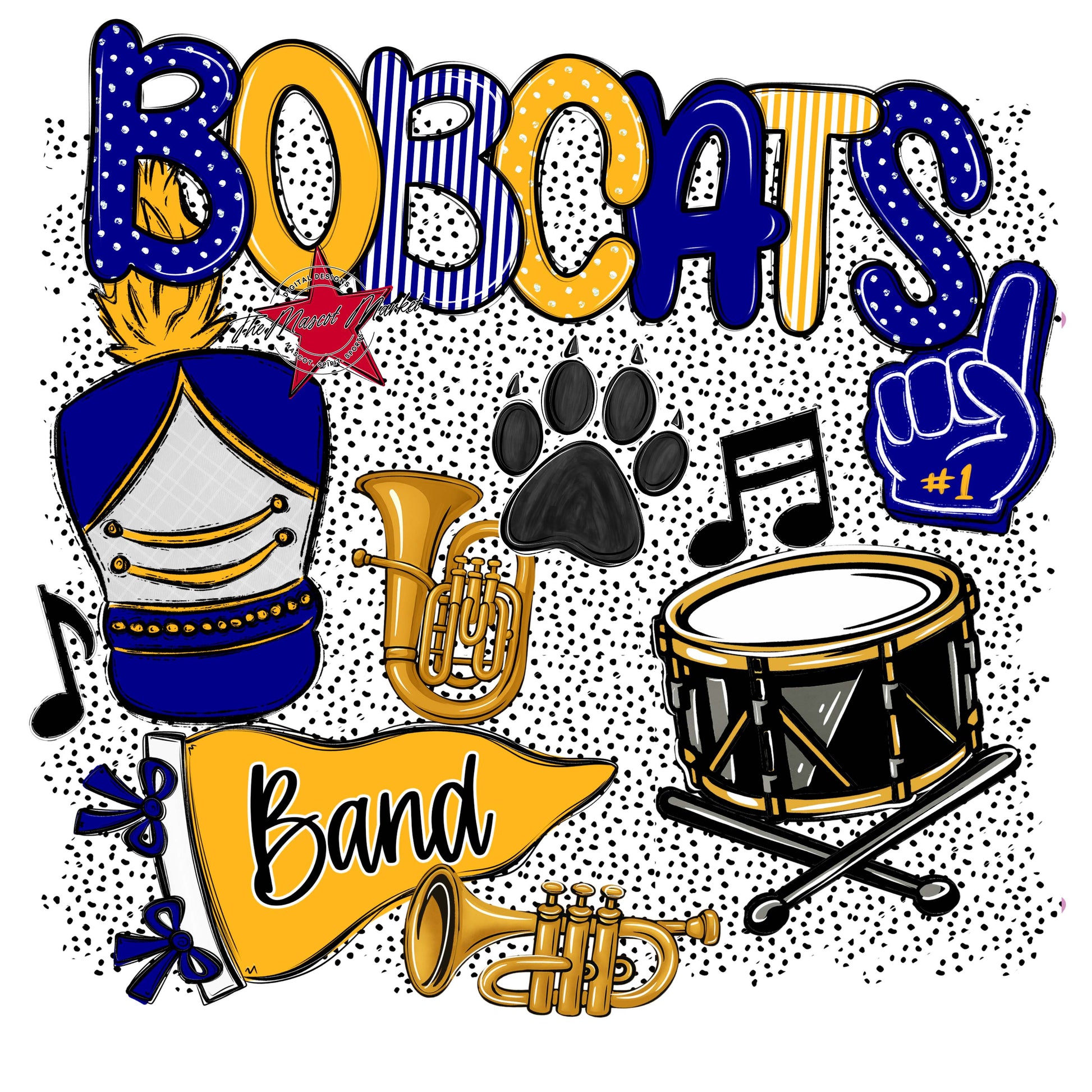 Bobcats Band Spirit-Blue & Yellow