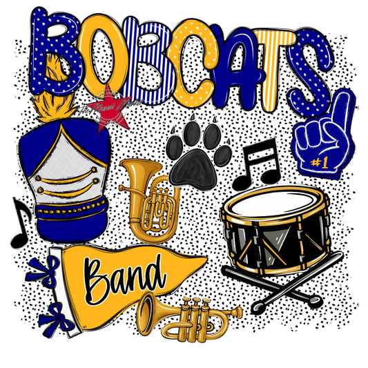 Bobcats Band Spirit-Blue & Yellow