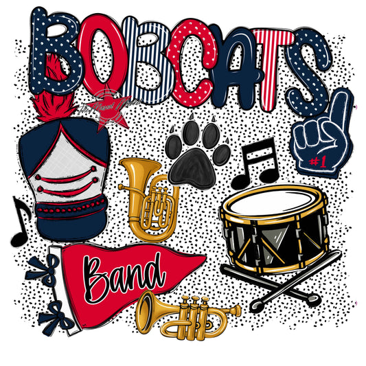 Bobcats Band Spirit-Navy & Red