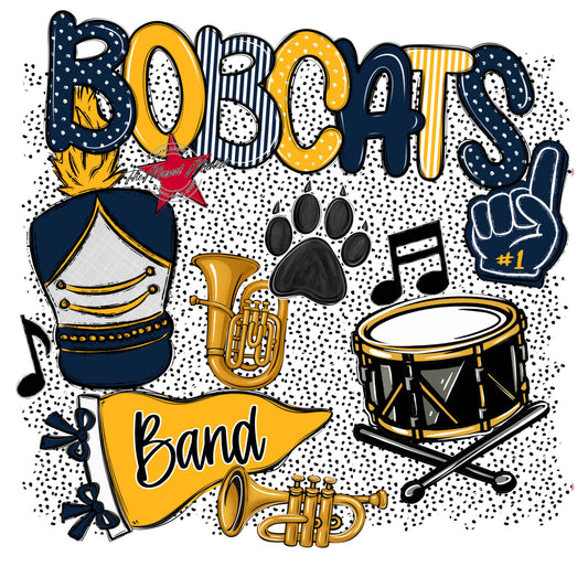 Bobcats Band Spirit-Navy & Yellow