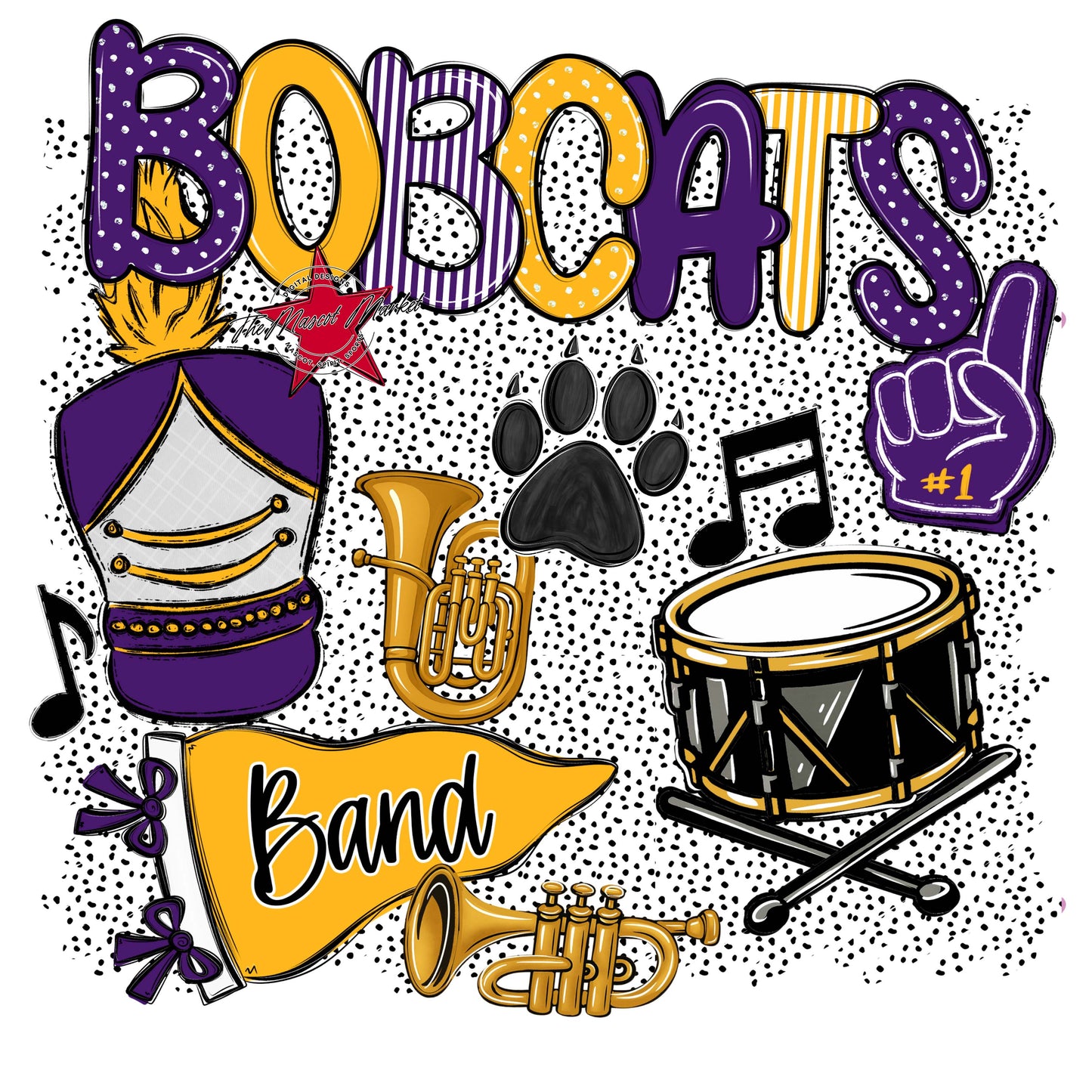 Bobcats Band Spirit-Purple & Yellow