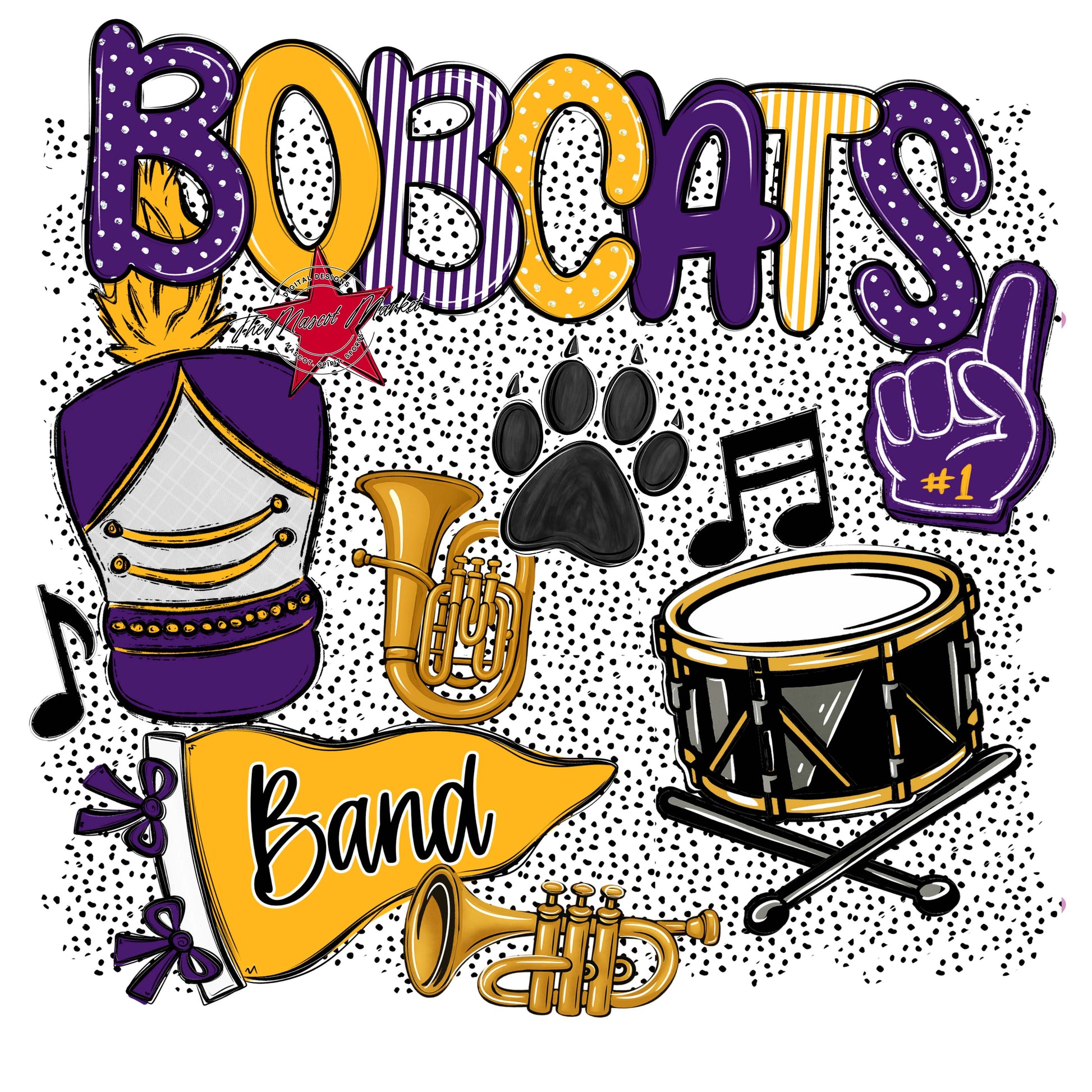 Bobcats Band Spirit-Purple & Yellow