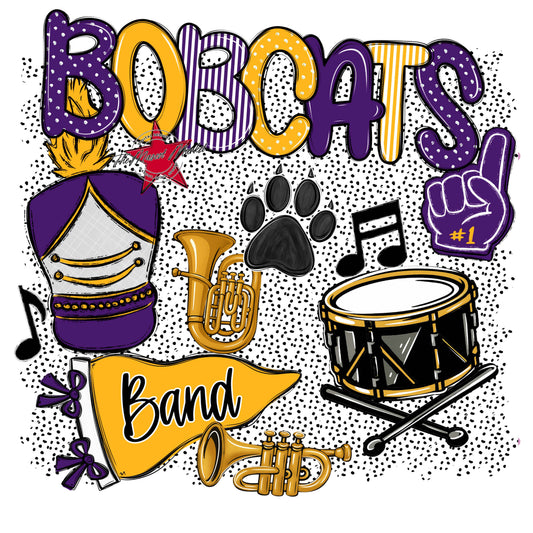 Bobcats Band Spirit-Purple & Yellow