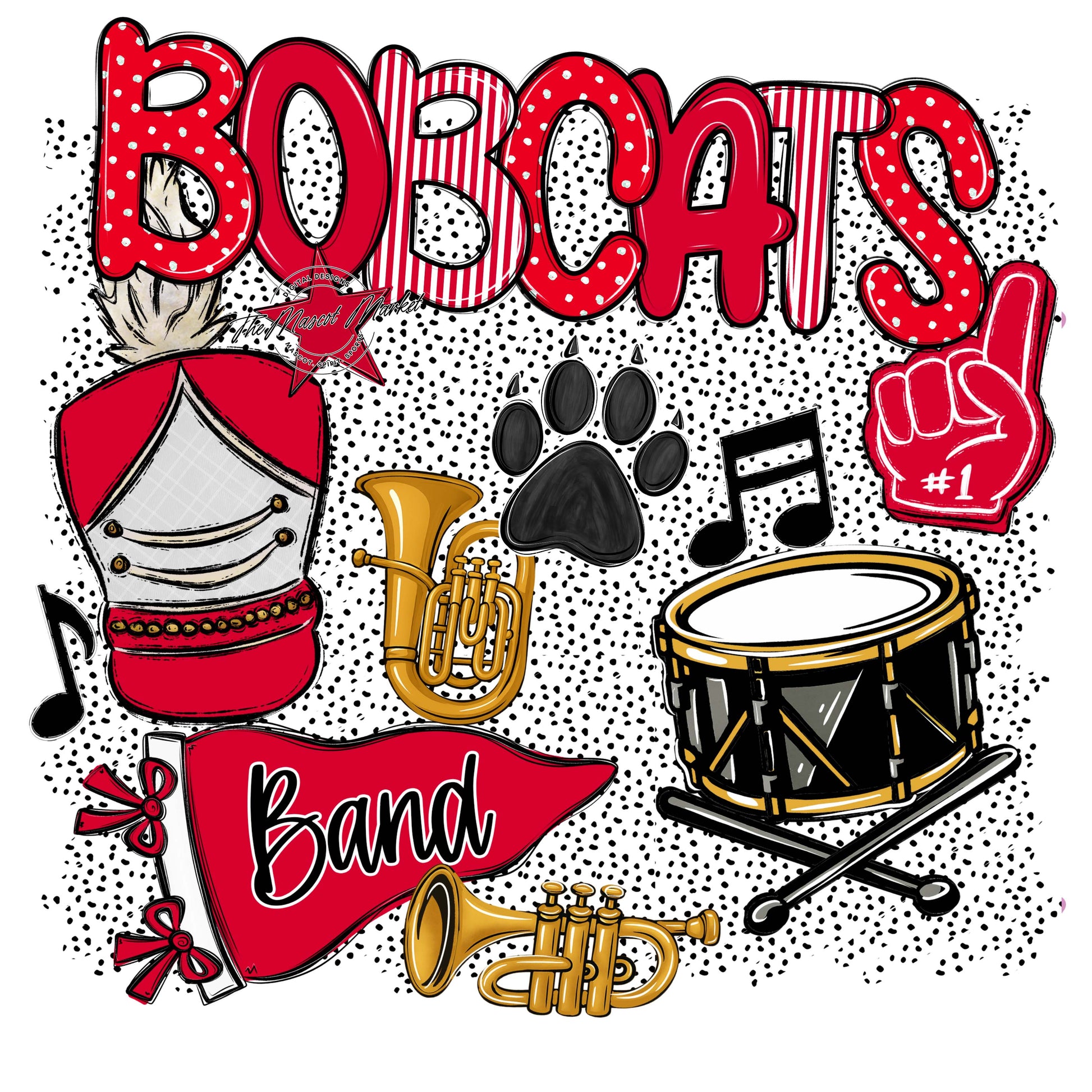 Bobcats Band Spirit-Red