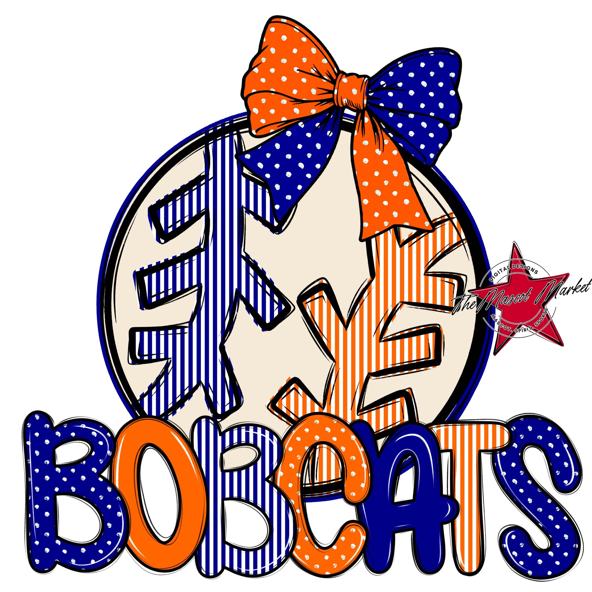 Bobcats Baseball-Softball Spirit Design-Blue & Orange