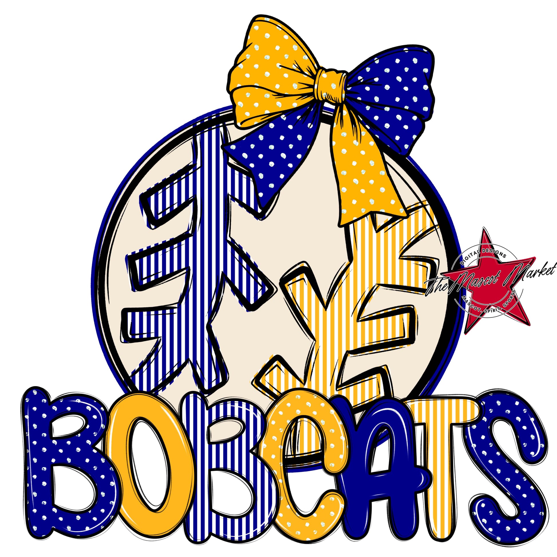 Bobcats Baseball-Softball Spirit Design-Blue & Yellow