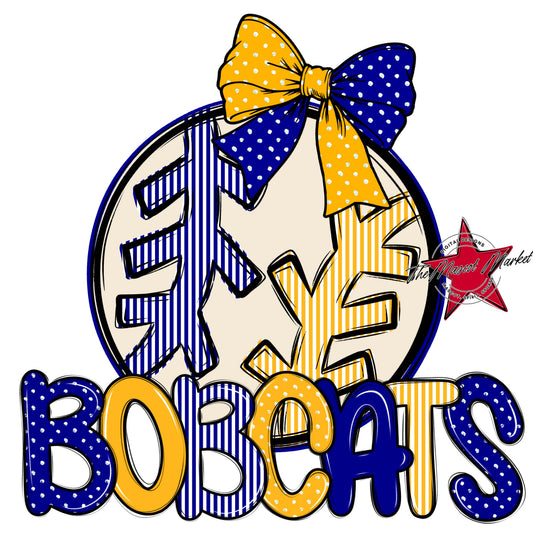 Bobcats Baseball-Softball Spirit Design-Blue & Yellow