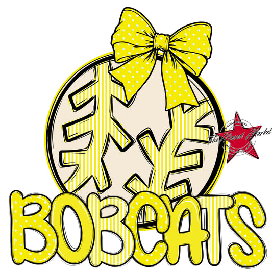 Bobcats Baseball-Softball Spirit Design-Bright Yellow