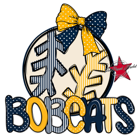 Bobcats Baseball-Softball Spirit Design-Navy & Yellow