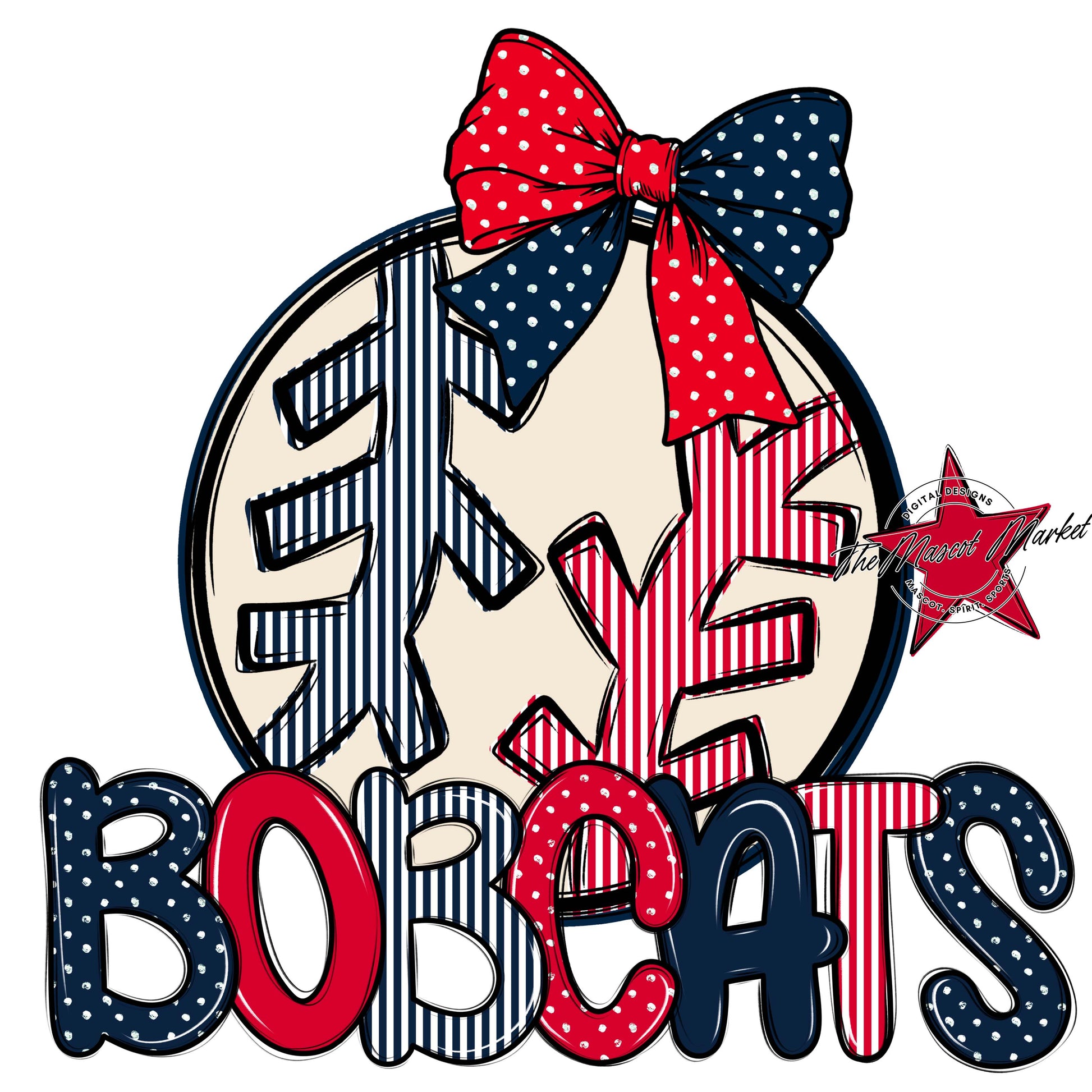 Bobcats Baseball-Softball Spirit Design-Navy & Red