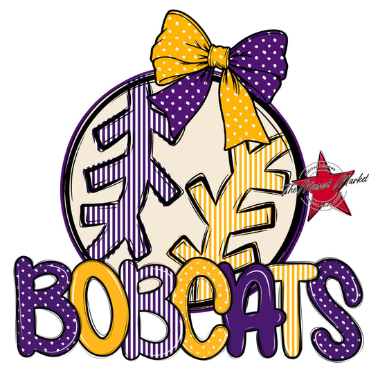Bobcats Baseball-Softball Spirit Design-Purple & Yellow