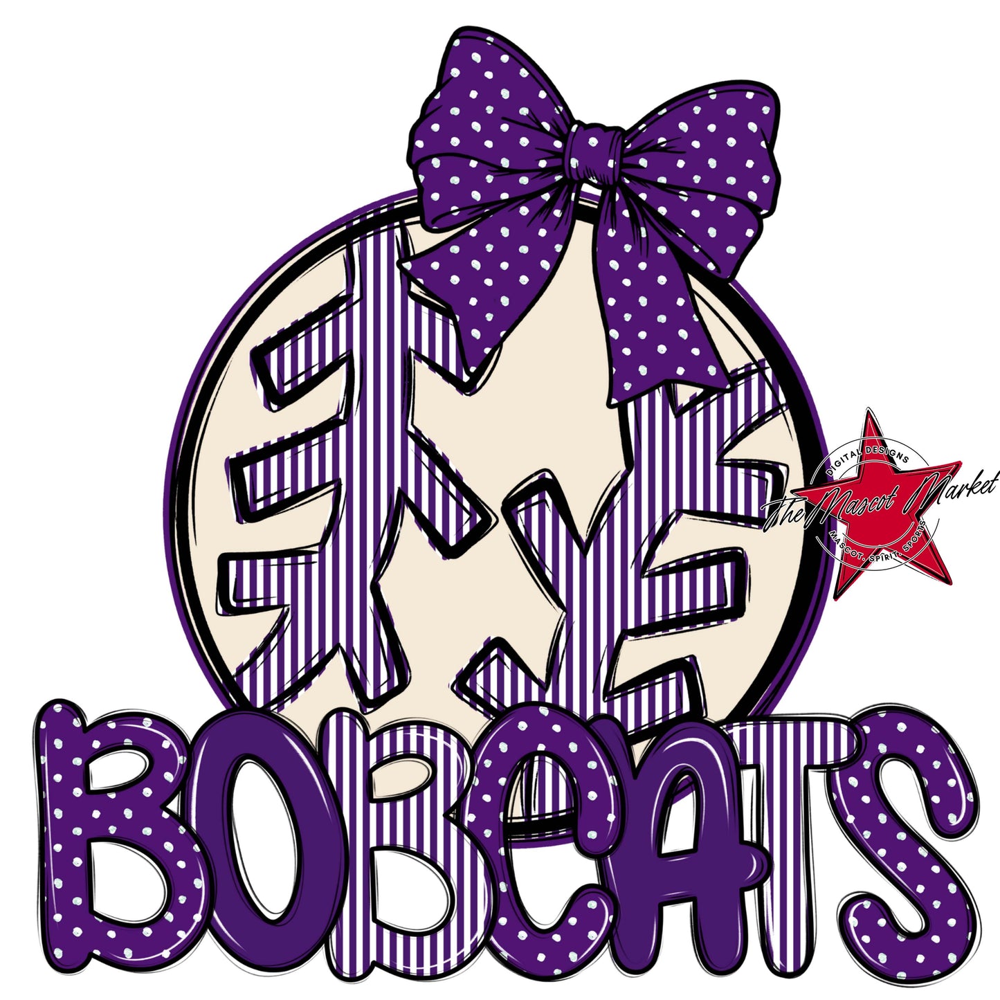 Bobcats Baseball-Softball Spirit Design-Purple