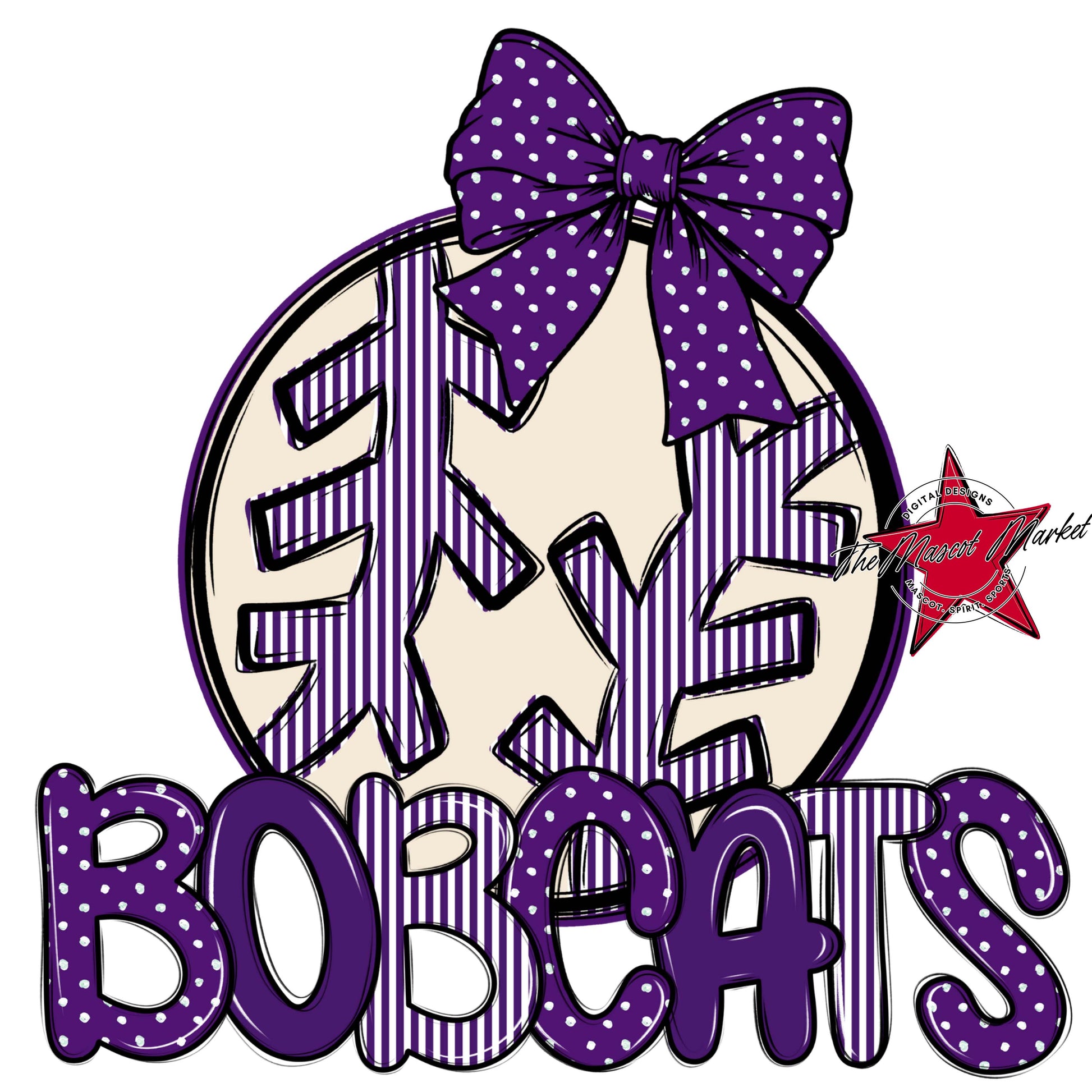 Bobcats Baseball-Softball Spirit Design-Purple