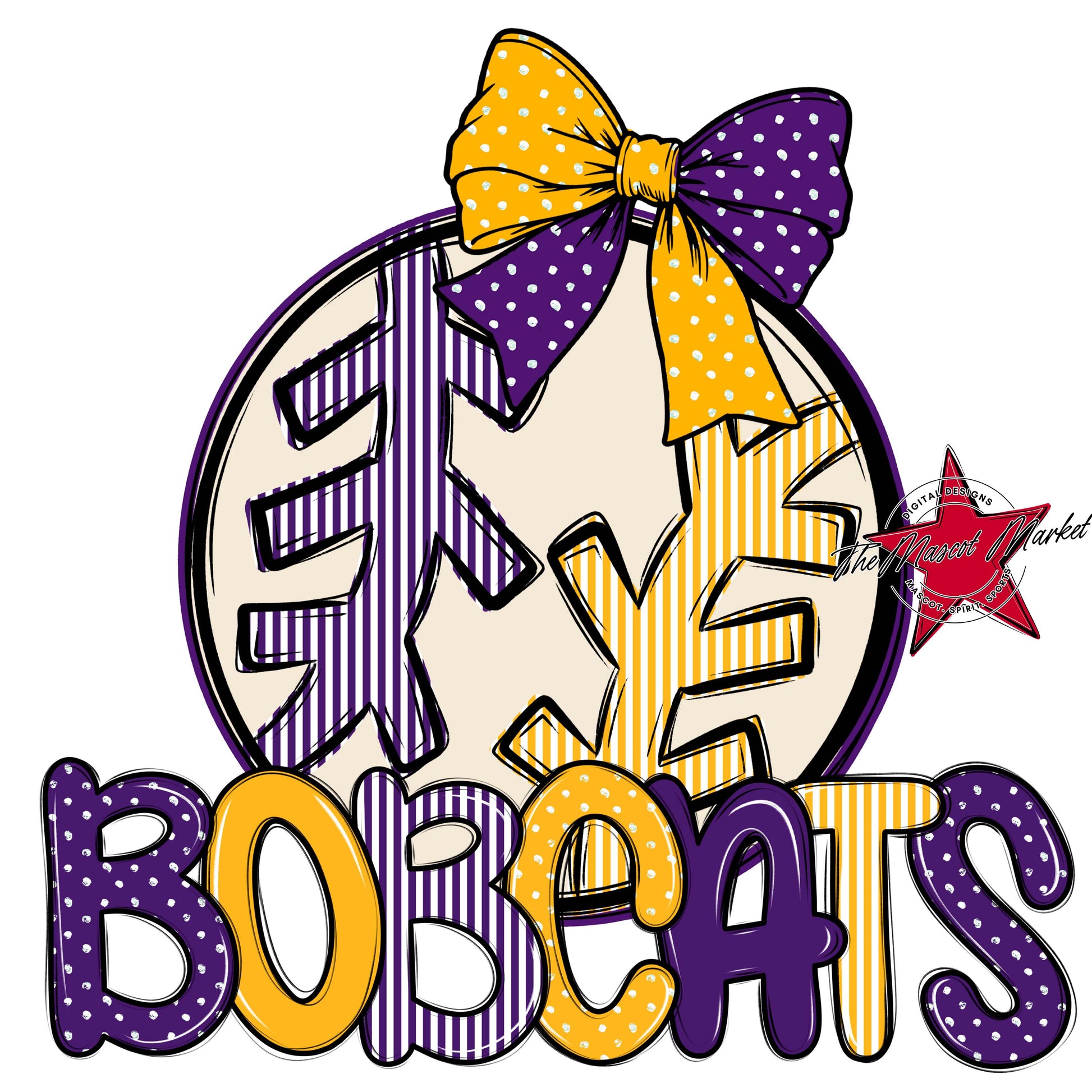 Bobcats Baseball-Softball Spirit Design-Purple & Yellow