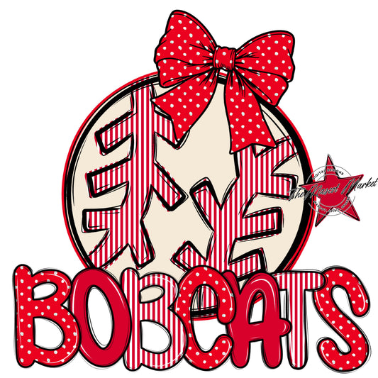Bobcats Baseball-Softball Spirit Design-Red