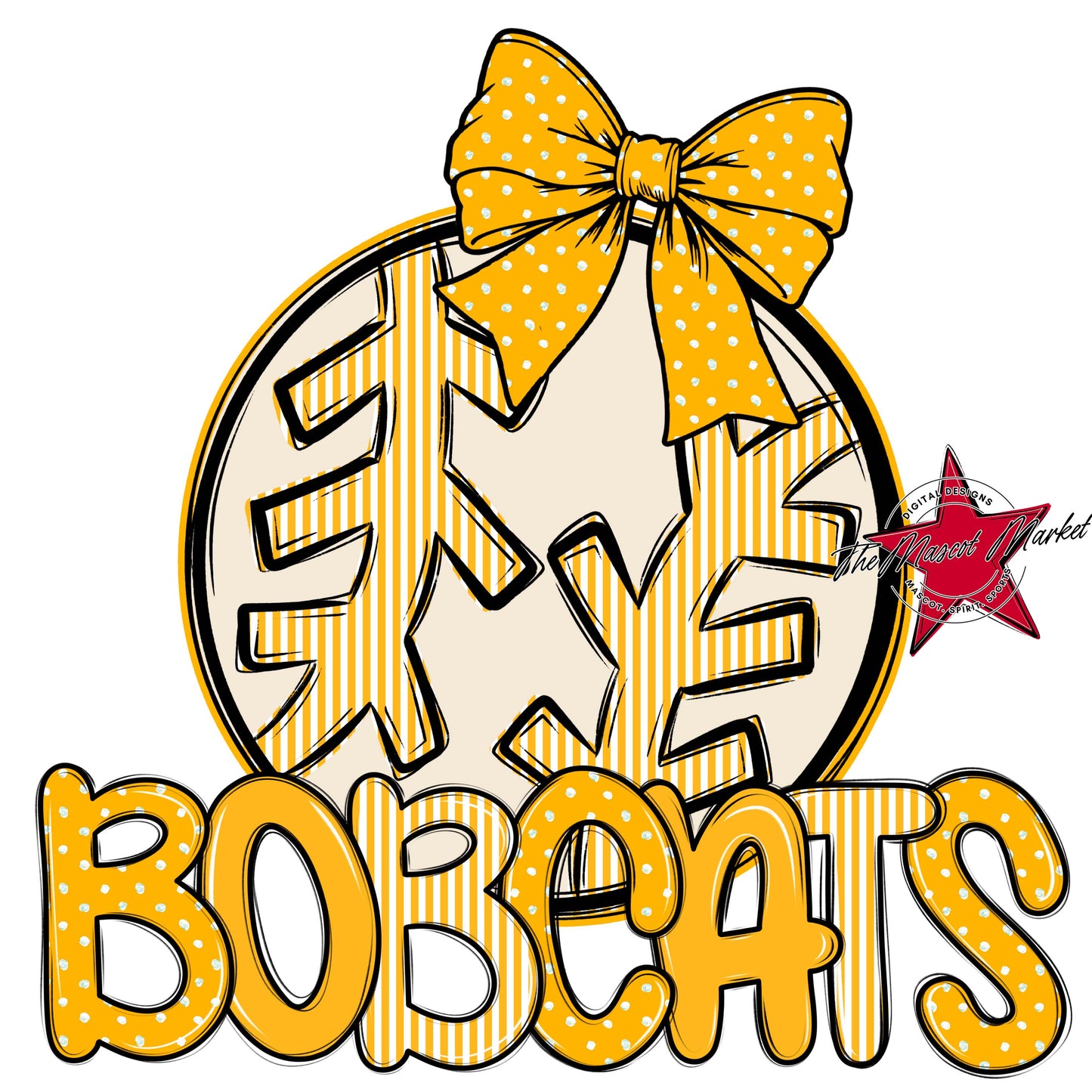 Bobcats Baseball-Softball Spirit Design-Yellow