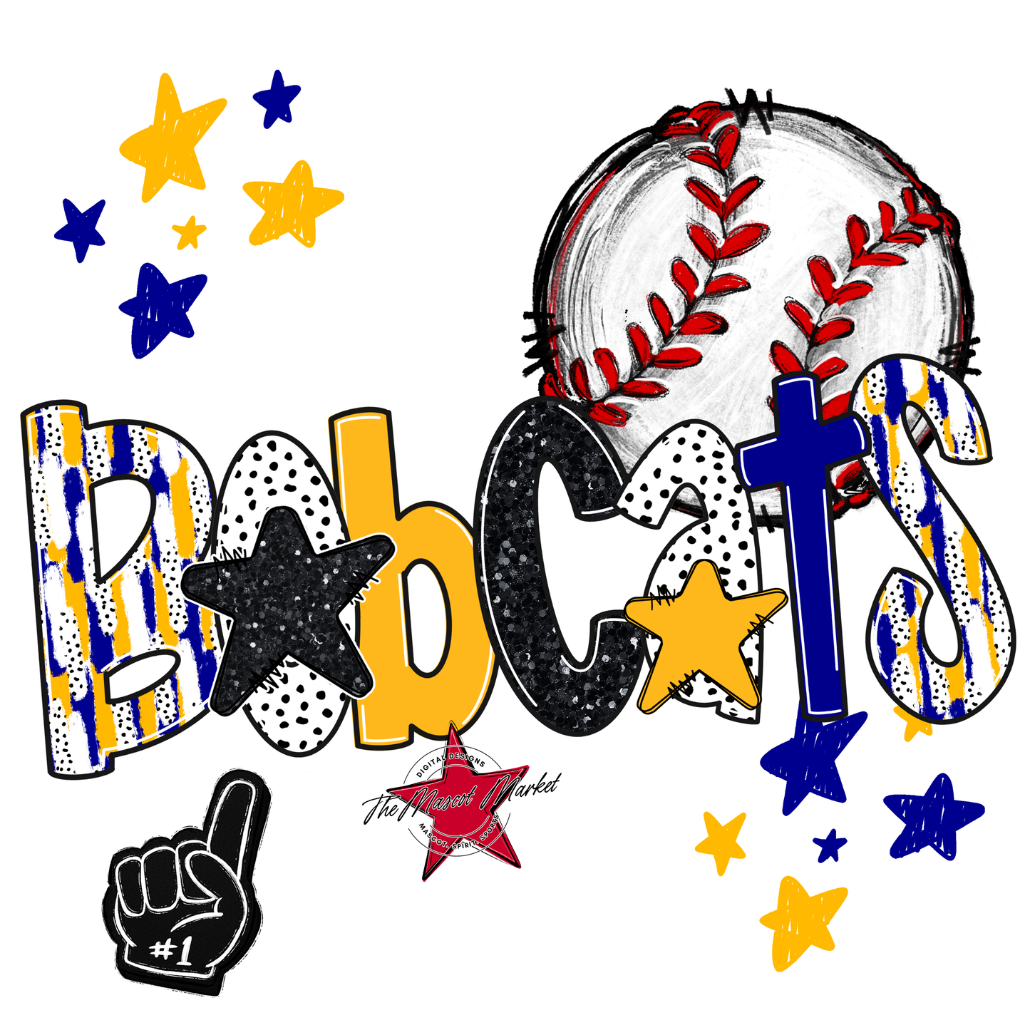 Bobcats Baseball Scrape-Blue-Yellow