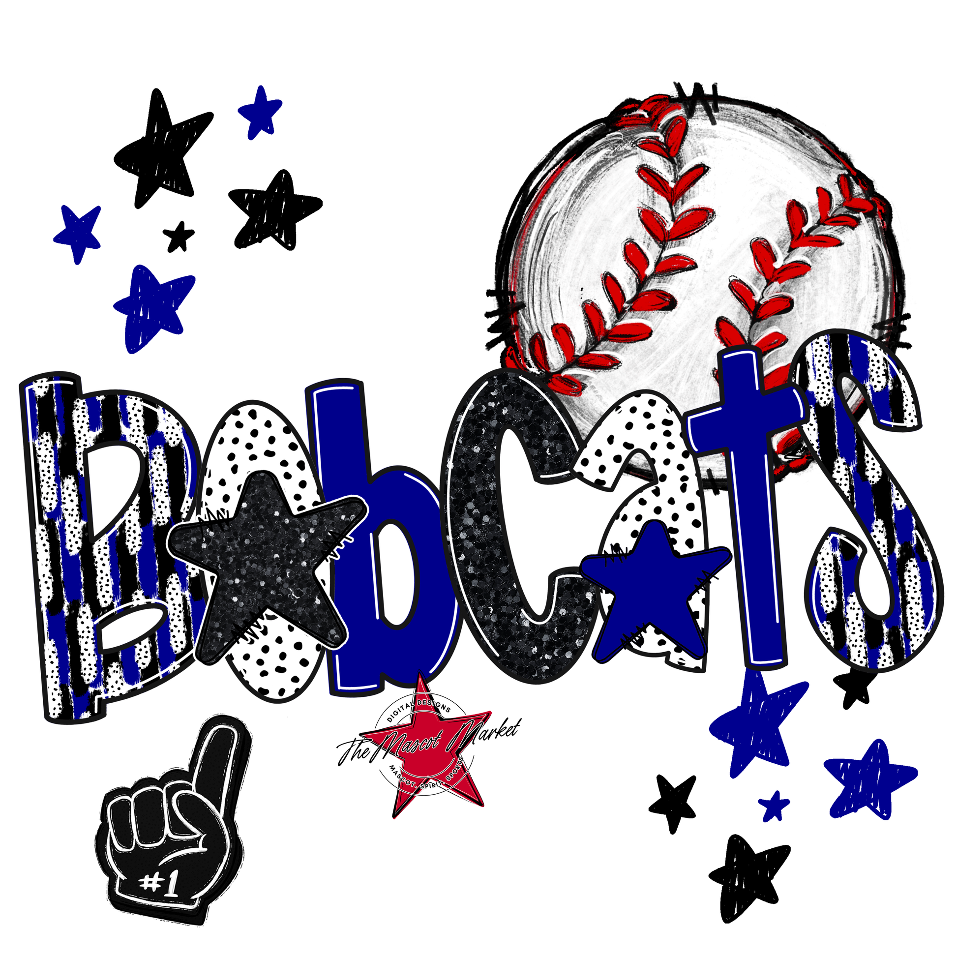 Bobcats Baseball Scrape-Blue