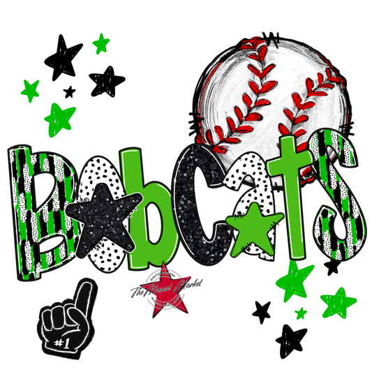 Bobcats Baseball Scrape-Bright Green