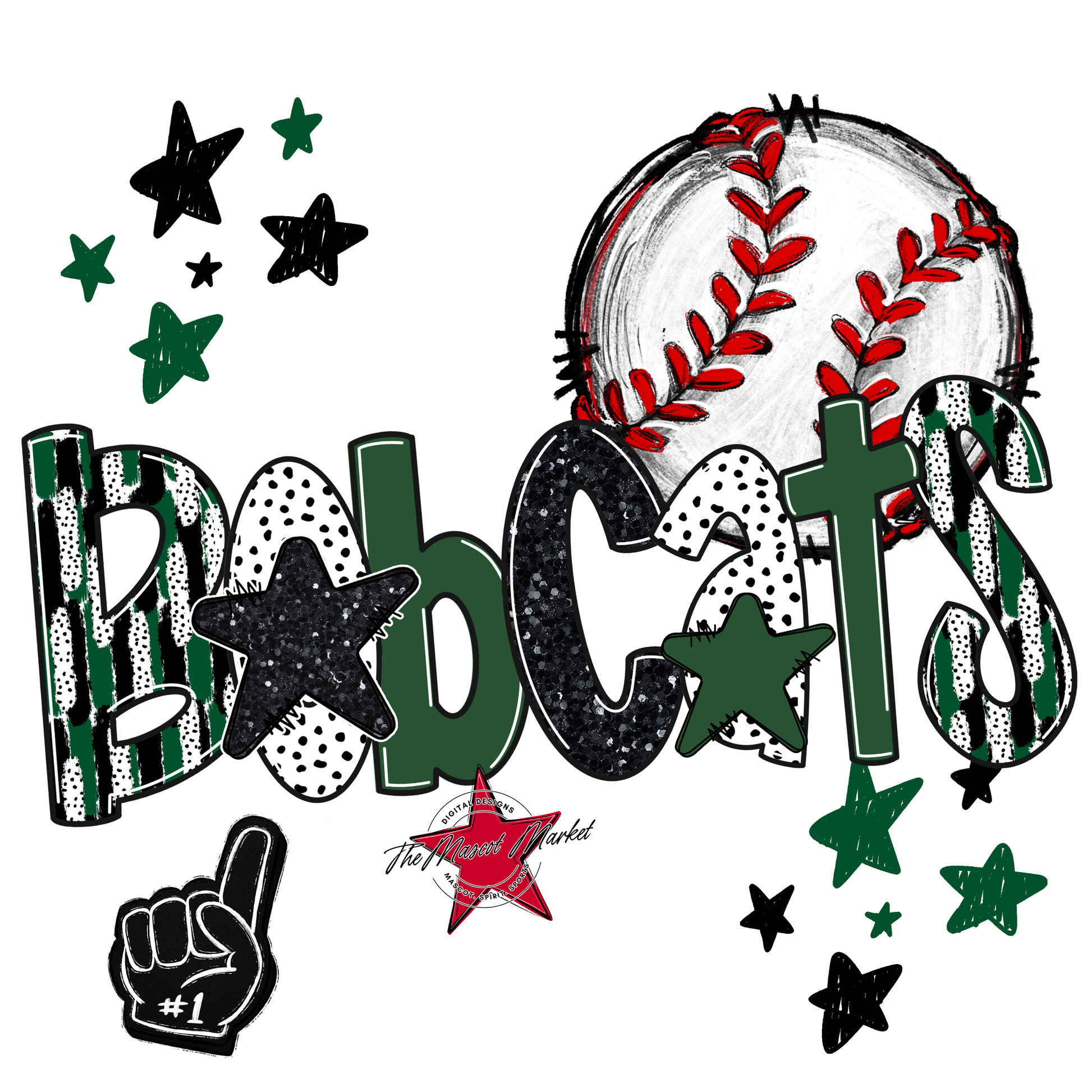 Bobcats Baseball Scrape-Green
