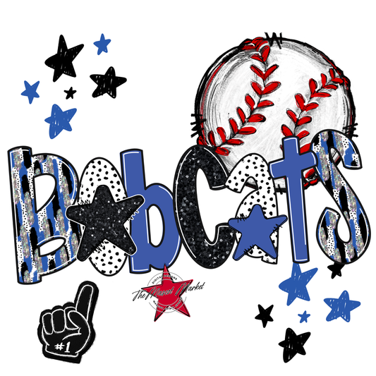 Bobcats Baseball Scrape-Off Blue