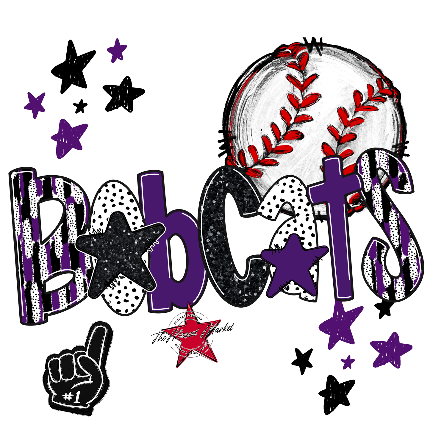 Bobcats Baseball Scrape-Purple
