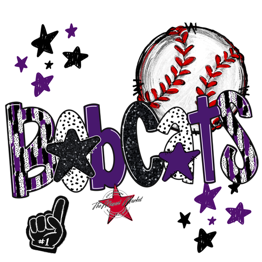 Bobcats Baseball Scrape-Purple