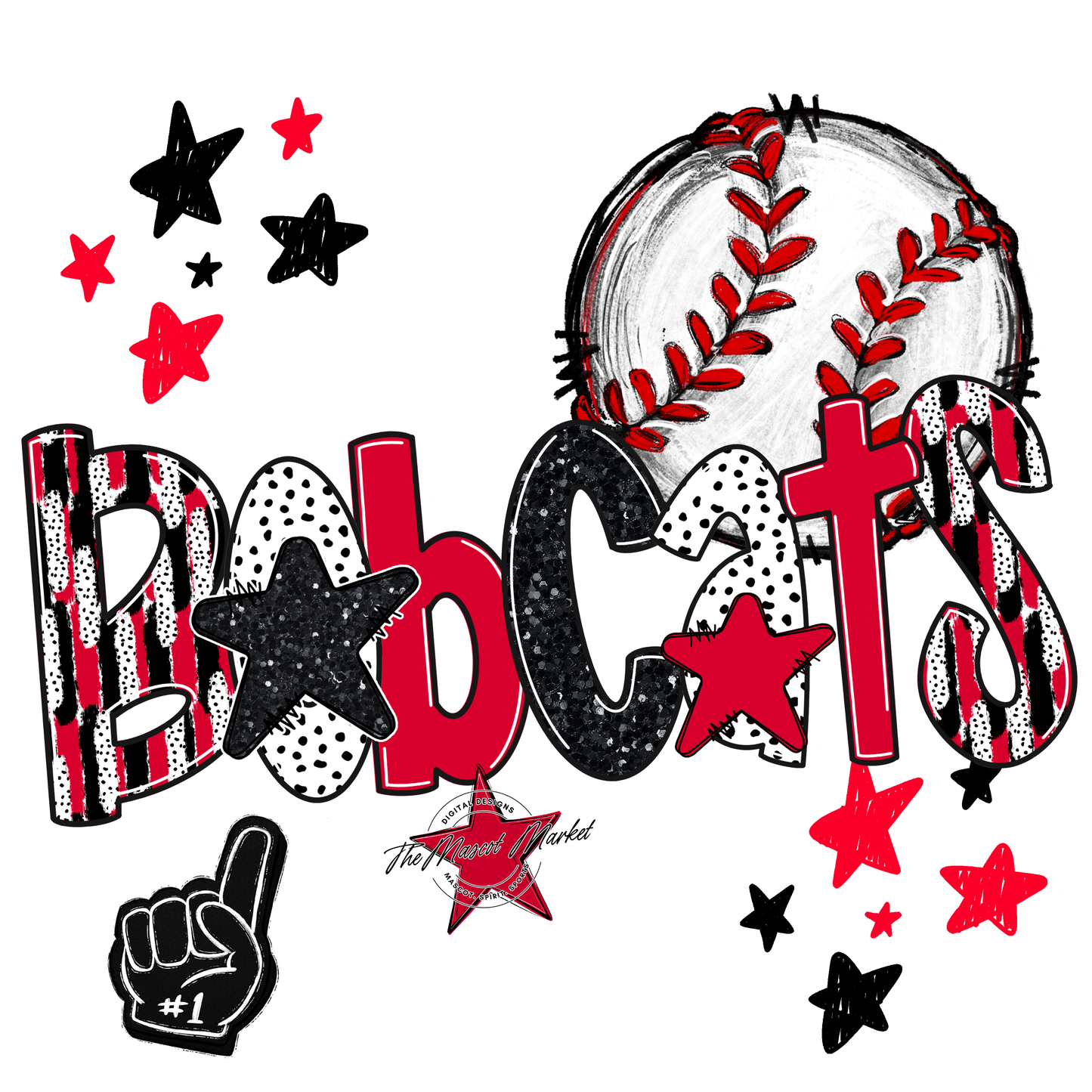 Bobcats Baseball Scrape-Red