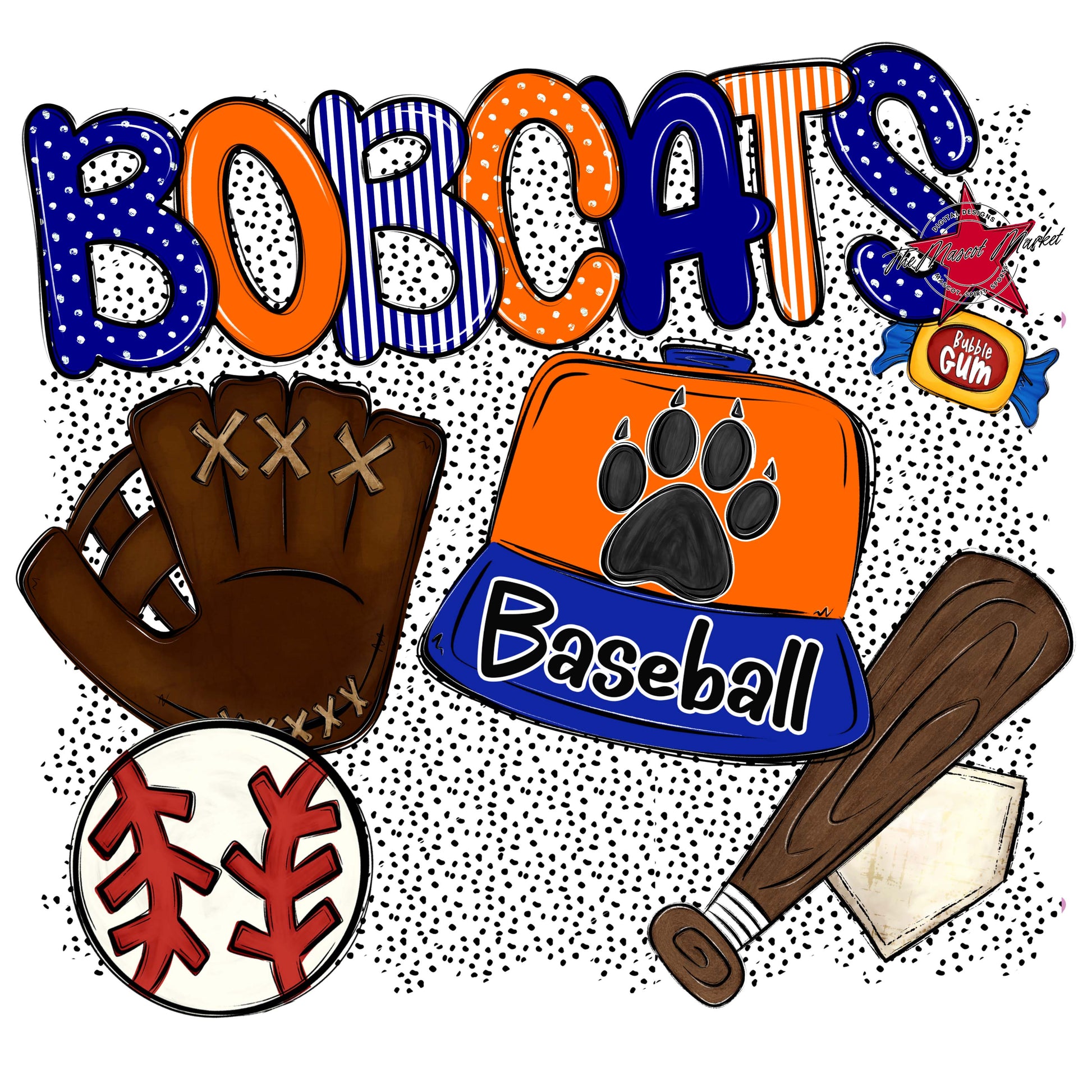 Bobcats Baseball Spirit-Blue & Orange