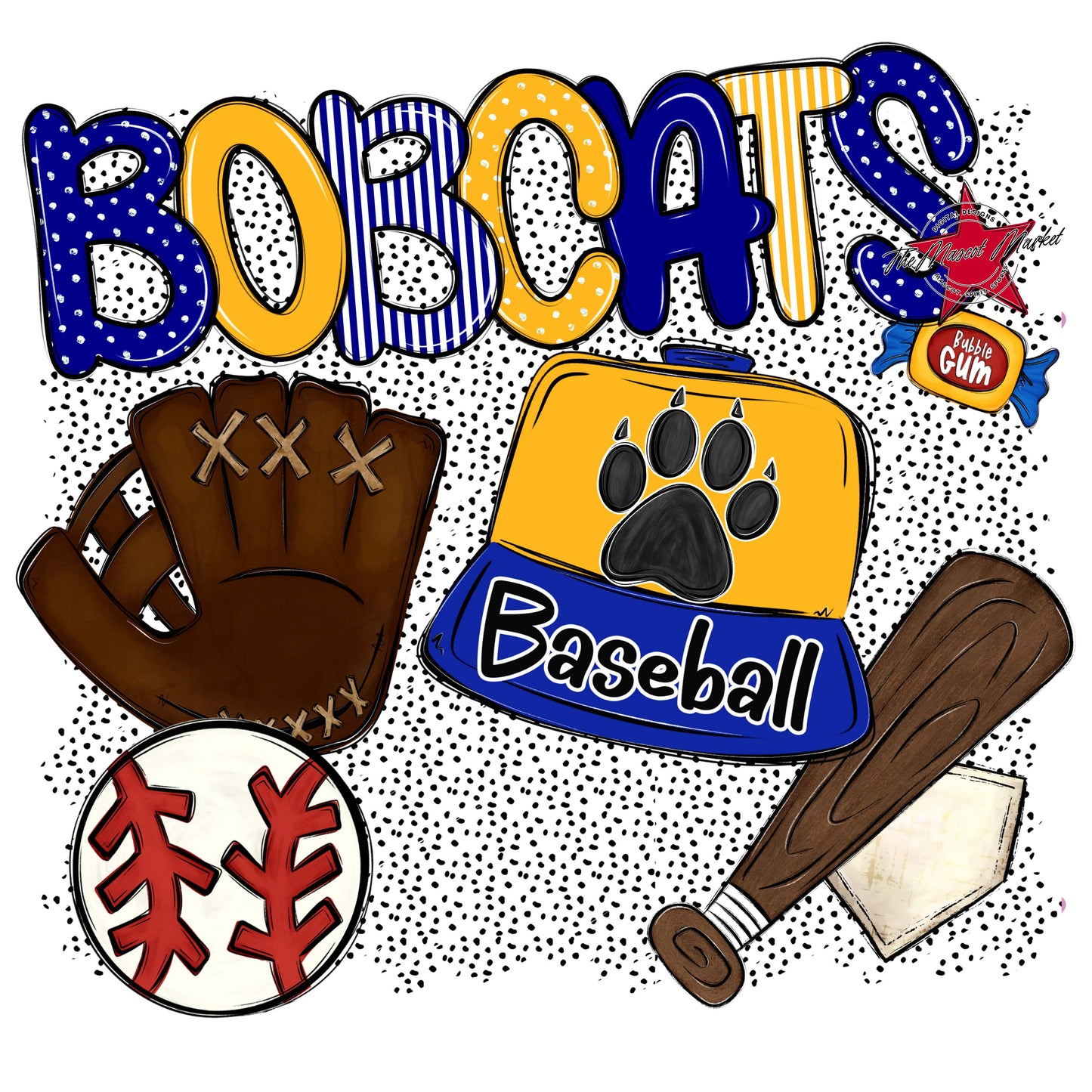 Bobcats Baseball Spirit-Blue & Yellow