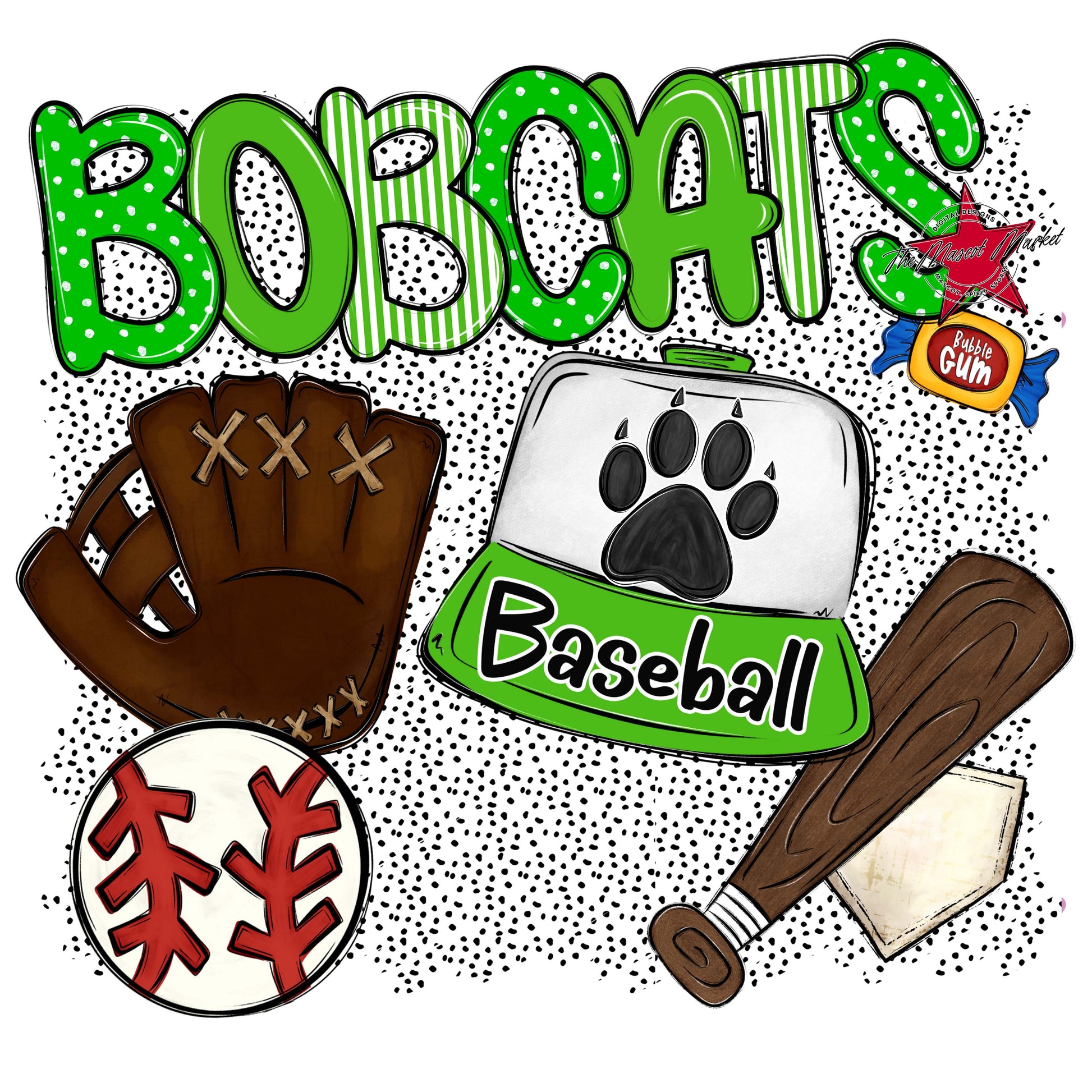 Bobcats Baseball Spirit-Bright Green