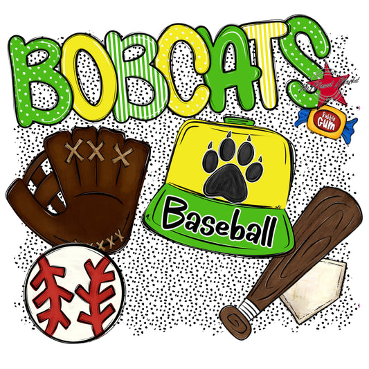 Bobcats Baseball Spirit-Bright Green & Bright Yellow
